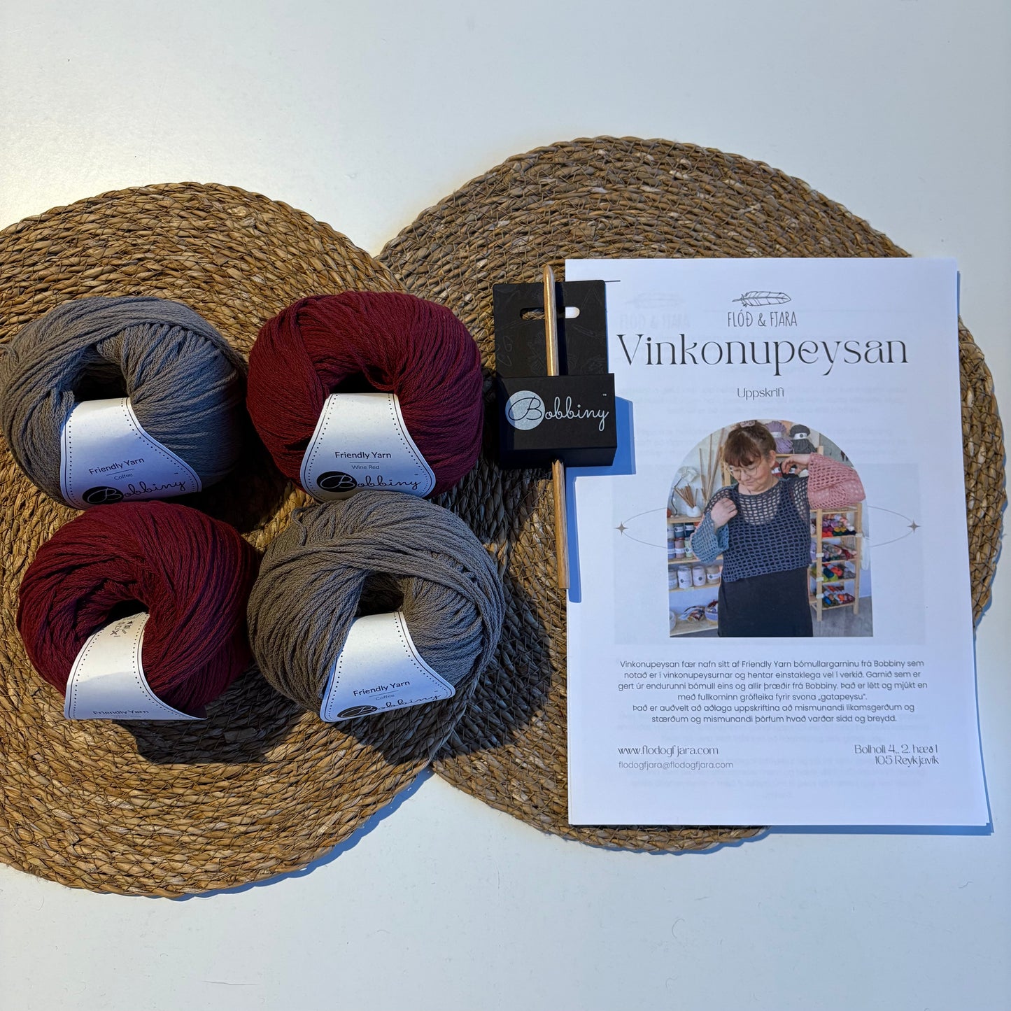 Efni & uppskrift að Vinkonupeysunni