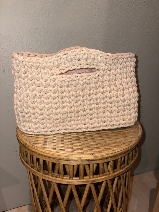Hekluð taska / lítil / Beige