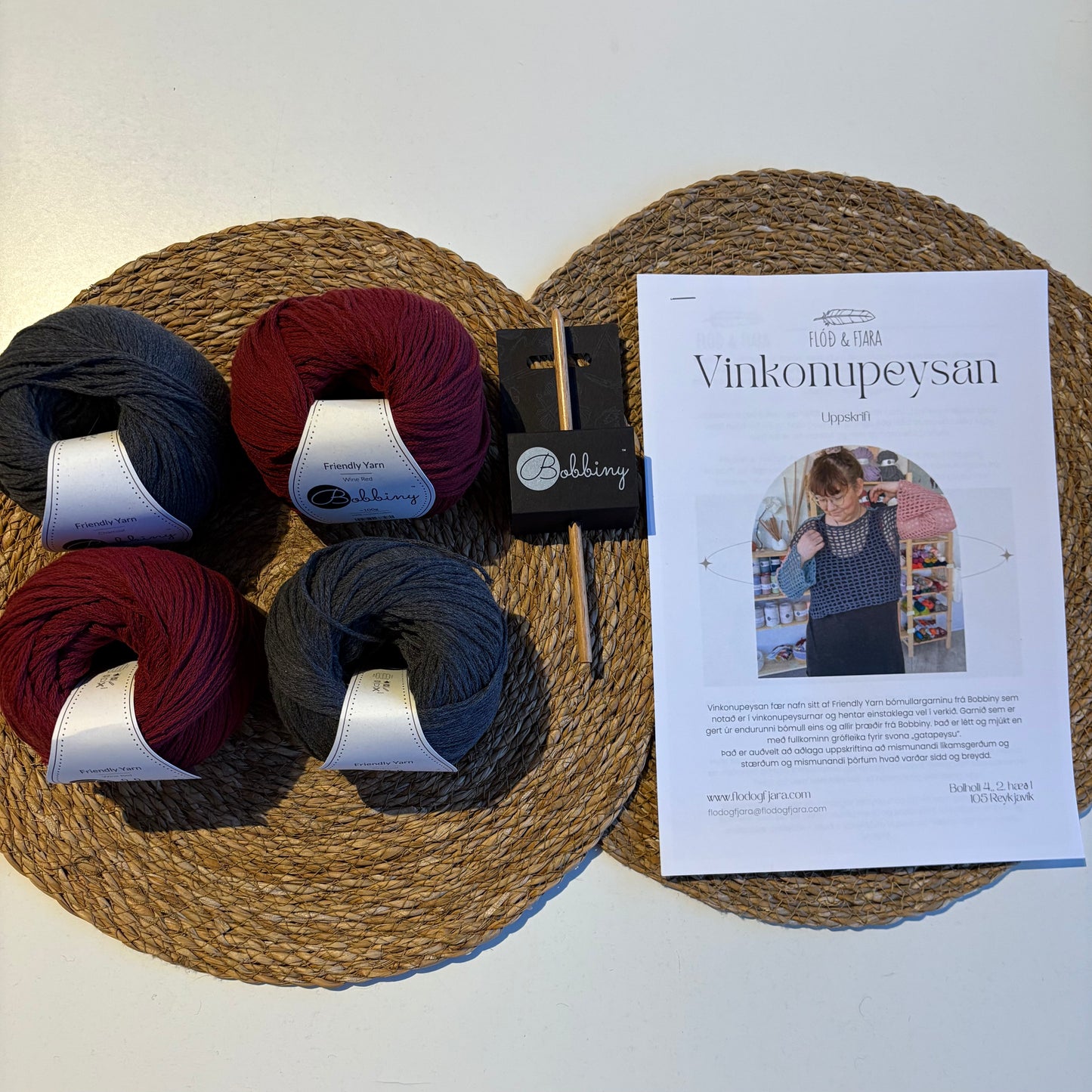 Efni & uppskrift að Vinkonupeysunni