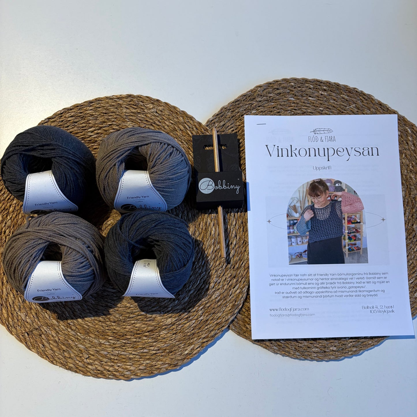 Efni & uppskrift að Vinkonupeysunni