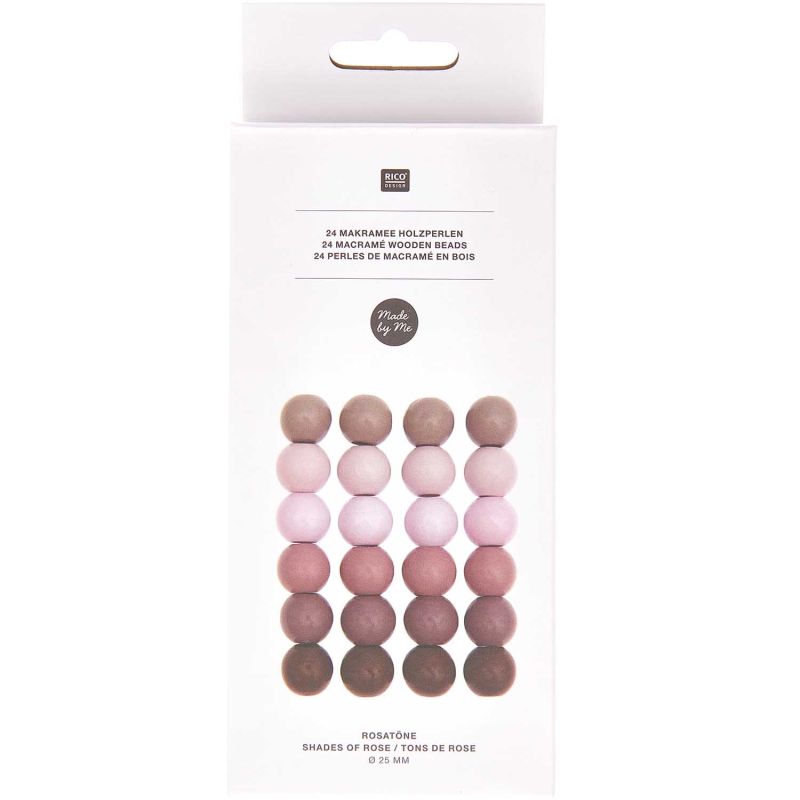 Rico Design / Macramé viðarkúlur / bleiktóna