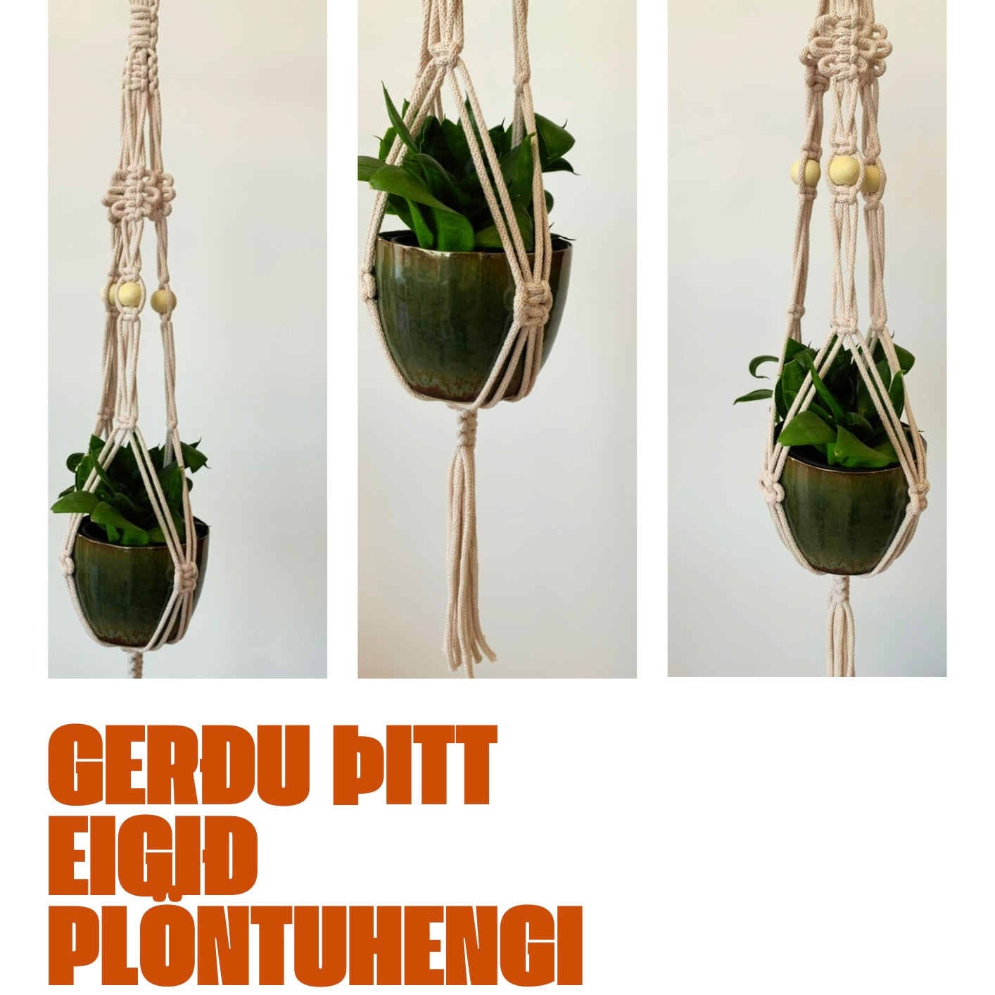 Gerðu þitt eigið macramé plöntuhengi/ Efni & uppskrift