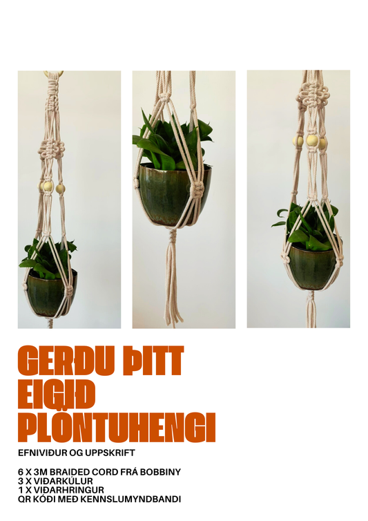 Gerðu þitt eigið macramé plöntuhengi/ Efni & uppskrift