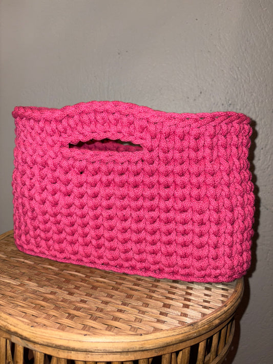 Hekluð taska / lítil / Dopamine Pink