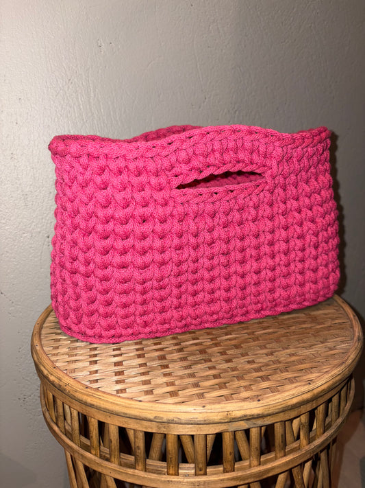 Hekluð taska / lítil / Dopamine Pink